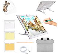 TOHETO A3 Ricaricabile Tavoletta Luminosa per Disegnare con Borsa, Supporto Pieghevole, Tracing Light Box LED Light Pad di Disegno,con Luminosità Regolabile, per Schizzi,Pittura a Diamante 5D (Bianco)