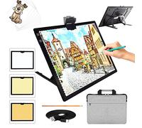 TOHETO A3 Ricaricabile Tavoletta Luminosa per Disegnare con Borsa, Supporto Pieghevole, Tracing Light Box LED Light Pad di Disegno, con Luminosità Regolabile, per Schizzi, Pittura a Diamante 5D