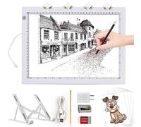 TOHETO A4 Lavagna Luminosa per Disegnare con Supporto Pieghevole, 8000 Lux Tampone Luminoso Ultra Sottile Artista LED Tracing Light Pad Board Box for Tracciamento, Disegno, Pittura Diamante - Bianco