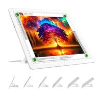 TOHETO Lavagna luminosa ricaricabile A4 con supporto, cuscinetto luminoso magnetico super luminoso con pulsanti laterali,scatola luminosa wireless per tracciare e disegnare,tavolo luminoso LED -Bianco