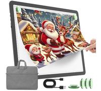 TOHETO Tavolo luminoso A3 con tasca per pittura con diamanti, scatola luminosa ricaricabile ultra luminosa per disegnare, pad luce LED ricaricabile per disegnare, piastra luminosa senza fili (nero)