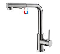 Tohlar Rubinetti da cucina con getto estraibile, miscelatore girevole a 360° con docking magnetico, moderno rubinetto per lavello da cucina caldo e freddo in acciaio inox, con 2 modalità acqua (nichel