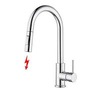 Tohlar Rubinetto da cucina a bassa pressione con doccetta estraibile, rubinetto a bassa pressione, girevole a 360°, moderno a bassa pressione, acqua fredda e calda disponibile, cromato