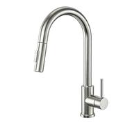 Tohlar Rubinetto miscelatore per lavello da cucina con spruzzatore estraibile, moderno in acciaio inox con manico singolo estraibile (nichel spazzolato)