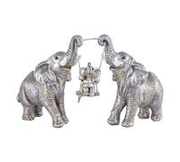 Tohlucs Statua di elefante, decorazione a forma di elefante in argento da donna, regali per la mamma, portano fortuna, per soggiorno, centrotavola, mensola, arredamento per ufficio (argento)