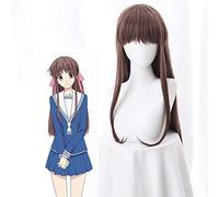 Tohru Cosplay Wig 2019 FRUITS BASKET Halloween Anime Long Brown Straight Hair Fringe Bangs+Hairnet