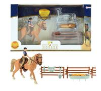 Toi Toys Cavallo Marrone Con Cavaliere E Accessori Cavallo Stalla Recinto