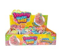 Toi-Toys FUN - Palla da schiacciare glitterata, 4 cm, set a 3