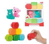 Toi-Toys - Little Stars - 6 Bebé Quietsch-Stapelblöcke E 2 Gommati Bambini