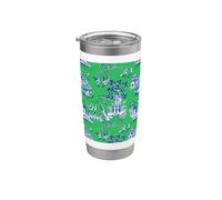 Toile Chinoiserie Preppy Blue and Green Willow Pattern Bicchiere termico in acciaio inox doppia parete