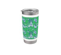 Toile Chinoiserie Preppy Blue and Green Willow Pattern Bicchiere termico in acciaio inox doppia parete