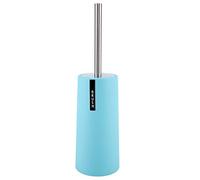 Toilet Brush and Holder Set | Stainless Steel Scrubber with Enhanced Handle | Dense Fibers Maintain Under Rim/Challenging to Access Areas | Space Efficient Contemporary Design (Blue)