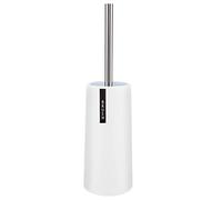 Toilet Brush and Holder Set | Stainless Steel Scrubber with Enhanced Handle | Dense Fibers Maintain Under Rim/Challenging to Access Areas | Space Efficient Contemporary Design (White)