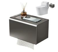 Toilet Paper Holder - No Drilling Required Wall Mount Tissue Dispenser | Waterproof Aluminum Toilet Roll Holder With Phone Shelf | For Bathroom Kitchen RV Apartment Hotel, Rustproof Space-Saving