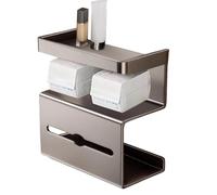 Toilet Paper Holder With Shelf, No Drilling Toilets Paper Holder, Carbon Steel With Wipes Storage, Modern Space-Saving Organizer Stand For Apartment, Home, Powder Room, Commercial Use, 20x19x14cm