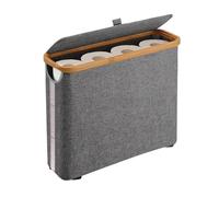 Toilet Paper Storage Basket - Folding Free Standing Organizer - with Lid and Handle Toilet Paper Roll Storage Basket - for Up to 12 Rolls, Bathroom Living Room Wardrobe