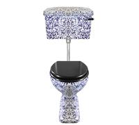 Toilet Tradizionale Vittoriano Edwardiano A Bassa Altezza Con Macchie Blu