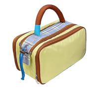 Toiletry Bag, Airplane Cosmetic Pouch, 10.63x6.1x6.3 Inches Size Zippered Large Plaid, Travel Organizer Bag for Festival Concert School Vacation Beach Gym Work, Yellow