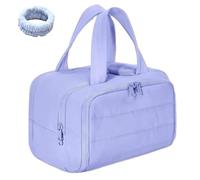 Toiletry Bag - Large Capacity Wide-Open Travel Cosmetic Bag, Portable Travel ToiletryBag, 4-in-1 Large MakeupBag with Handle for Accessories, Essentials (Purple)