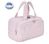 Toiletry Bag - Large Capacity Wide-Open Travel Cosmetic Bag, Portable Travel ToiletryBag, 4-in-1 Large MakeupBag with Handle for Accessories, Essentials (Pink)
