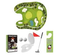 Toilets Golf Game - Mini Bathroom Putting Set for Adults | Funny Restroom Gag Prank, Portable Indoor Practice Game with Putter Ball for Son Boyfriend Dad Office Home, 16x7.62x25.91cm Stainless Steel