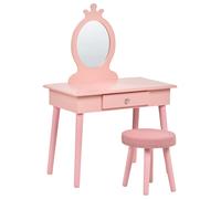 Toiletta da cameretta con specchio e sgabello Rosa Margie