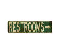 Toilette con freccia destra Street Decor Wall Bar Rustico Vintage Retro Metallo Cartello Stradale 10,2 x 40,6 cm