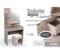 TOILETTE CONSOLLE SCRIVANIA MODERNA TAVOLO SPECCHIO SGABELLO OLMO 1558040 cm