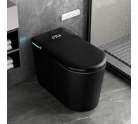 Toilette intelligente nera con bidet integrato, doppio flusso di alimentazione automatica, apertura e chiusura automatica, funzionamento del sensore del piede, WC moderni allungati con acqua calda