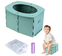 Toilette per Bambini Portatile, Vasino per Bambini,Pieghevole Toilette per Bebè,Pieghevole Sedile per WC,Plastica Ecologica ABS, Viaggi All'Aperto o Allenamento Vasino, Verde