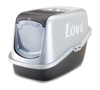 Toilette per gatti Nestor Impression "Love" by Savic - nero / argento con scritta "Love"
