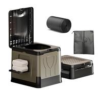 Toilette portatile da campeggio con supporto per telefono e sacchetti della spazzatura, toilette di emergenza da viaggio per adulti, ideale per camper e viaggi di pesca