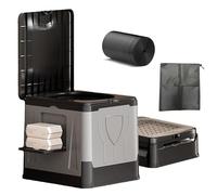 Toilette portatile da campeggio con supporto per telefono e sacchetti della spazzatura, toilette di emergenza da viaggio per adulti, ideale per camper e viaggi di pesca
