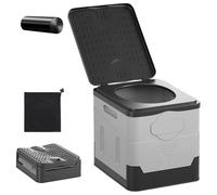 Toilette portatile in plastica for esterni, tenda, auto, toilette di emergenza con copertura, toilette da campeggio lavabile, sedile da picnic autonomo(Grey)