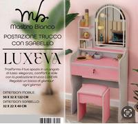 Toilette Trucco Rosa Sgabello Moderno Specchio Con Luce Led Touch 3 Colori