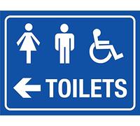 Toilette Unisex Per Disabili Freccia A Sinistra Segnali Di Avvertimento Targa Da Parete In Metallo Targa Con Stampe Targa In Metallo Per Esterni Garage 20X30cm