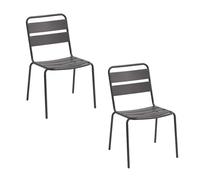 Toilinux.com Phuket - Set di 2 sedie da giardino, impilabili, colore: grigio grafite