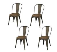 Toilinux.com Set di 4 sedie vintage Liv H84 cm, grigio industriale