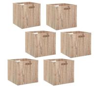 Toilinux.com Set di 6 scatole portaoggetti effetto legno in MDF Mix n' modulo, L. 31 x l. 31 cm - Colore rovere naturale