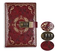 ToioM Diario segreto con password in pelle PU, diario B6 (rosso vino)