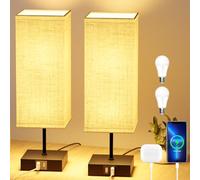 Toipwen Lampada da Comodino - Touch Dimmerabile, 3 Temperature di Colore - Porta USB di Ricarica Rapida - Lampadina E27 da 6W - per Camera da Letto, Soggiorno, Ufficio