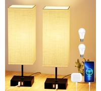 Toipwen Lampada da Comodino Touch Dimmerabile Set di 2, 3 Temperature di Colore, Porta USB di Ricarica Rapida, Lampadina E27 da 6W, per Camera da Letto, Soggiorno, Ufficio