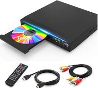Tojock DVD-Player mit AV-Ausgang, DVD-Player für TV, HD mit AV-Kabel / Fernbedienung / USB-Eingang, Region Free Home DVD-Player