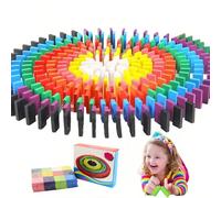 Tokaneit 120 Pezzi Set Blocchi Domino Legno Colorato, Domino Block Set, Blocchi Costruzione Legno Colorati, Gioco Educativo per Bambini, per Creare Piste, Costruire o Impilare
