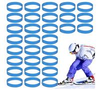 Tokaneit Attacchi da Sci in Gomma 30 Pezzi Blu Strisce Freno per Snowboard,Freni da Sci,Cinturino in Gomma per Snowboard,Cinghia di Fissaggio Elastica,Accessori per lo Sciare,Unisex