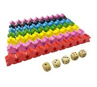 Tokaneit Colore Pedine Dama Legno con Dadi 105pcs, Pedine Tavolo Figure Colorate, Pezzi Degli Scacchi Volanti Accessori, Per L'interazione Familiare e Feste