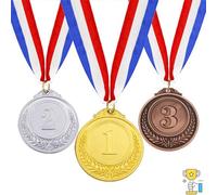 Tokaneit Medaglie Premiazioni Metallo 3 Pezzi Medaglie Premiazioni Personalizzate,Medaglia Oro Argento Bronzo con Nastro ColloMedaglia in Lega di Zinco,per Concorso Sport Festa Decorazione