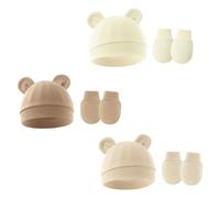 Tokaneit Neonato Bambino Berretto e Guanti Set 3 Sets Cappello e Guanti Caldi e Resistenti ai Graffi,Berretti e Cappellini per Bambino e Guantini Neonato AntiGraffio Cotone,Applicabile da 0 a 6 Mesi