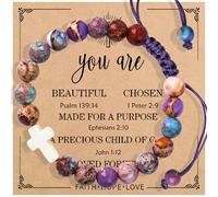 Tokcousun Cristiano Battesimo Comunione Cresima Regali per Donne Cristiani Religiosi Braccialetti Inspirationa Regali Religiosi Gioielli Cattolici per Donne Amiche Sorella Mamma Nonna, appropriate
