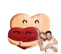 Token di decorazione in legno abbraccio - Sculture di puzzle a cuore in legno con design per le mani | Ornamenti di favore del matrimonio, decorazioni del desktop, regalo romantico per coppie, tavolo